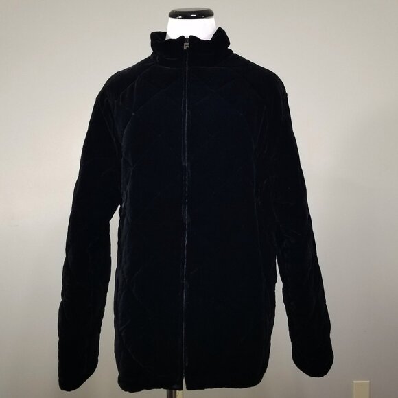 Ralph Lauren Womens L Plush High Neck Jacket Long Sleeve Full Zip Gorpcore Black - Picture 1 of 7